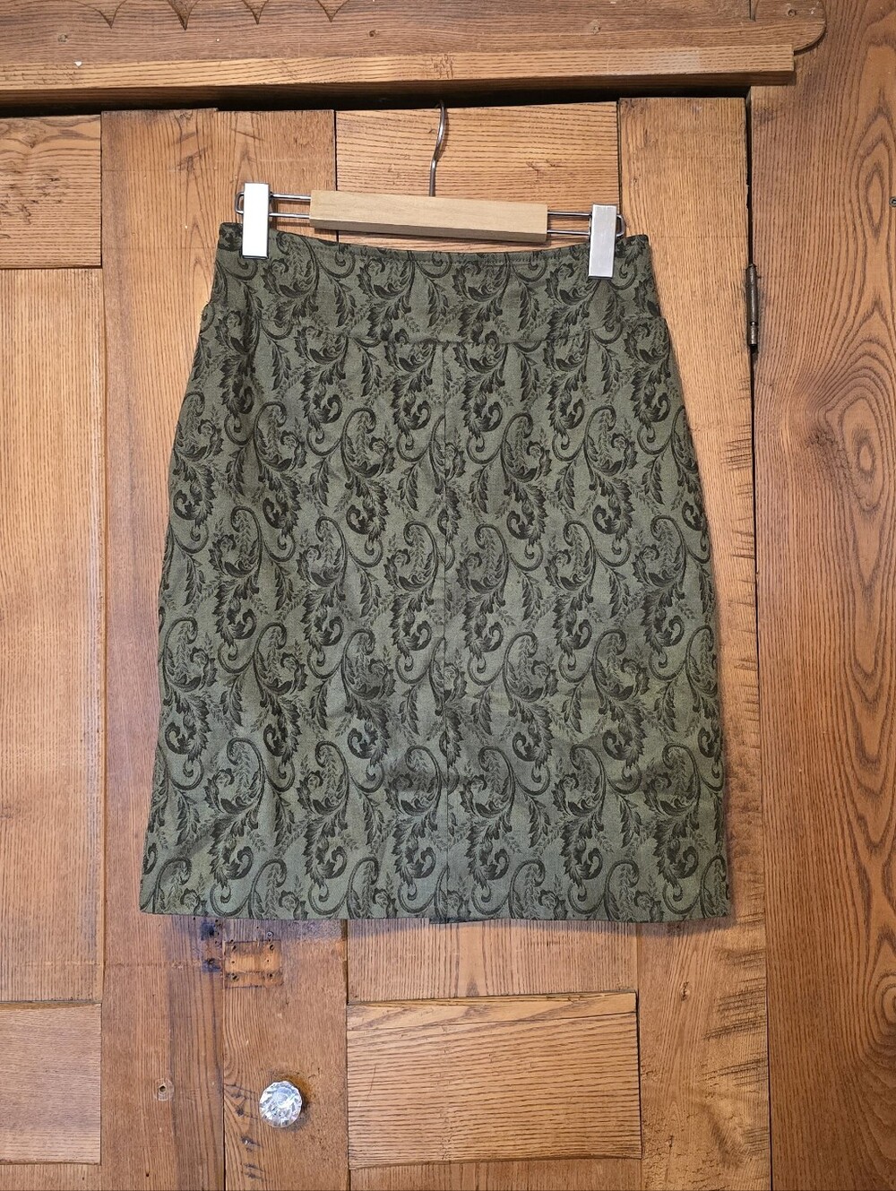 Quirky Green Paisley Brocade Mini Skirt